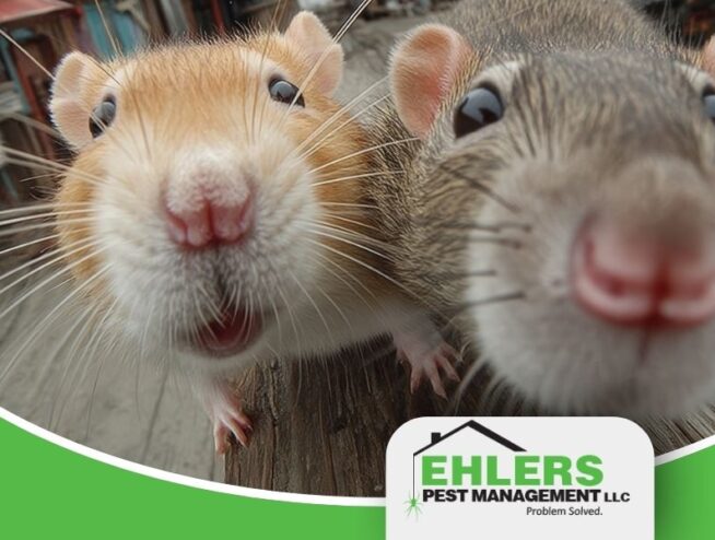 Two mice press their faces up close to a camera